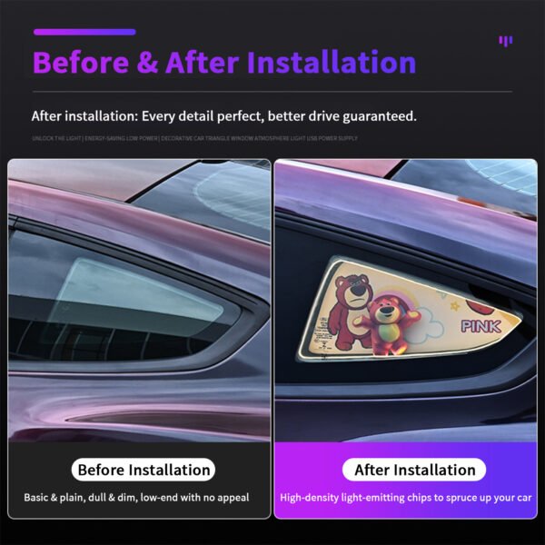 Rear Triangle Window Modified Ornament, Light-Up DIY Ambient Light