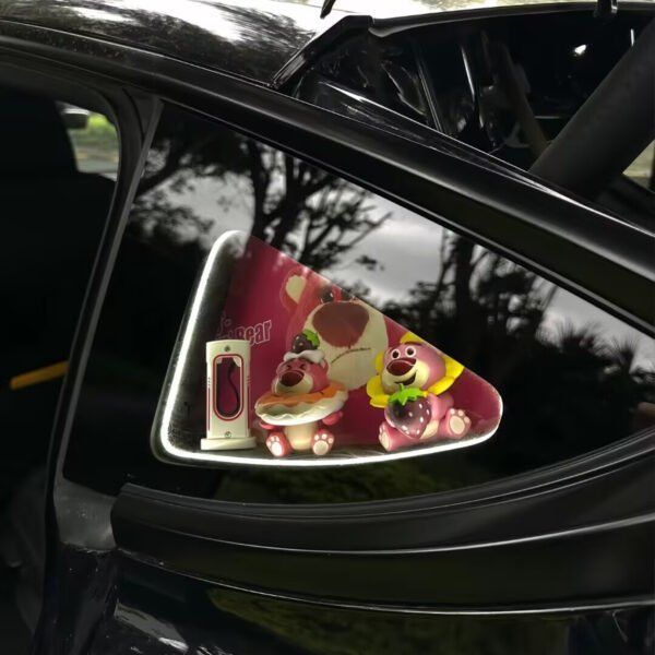 Customized Rear Triangle Window with Pink Berry Bea