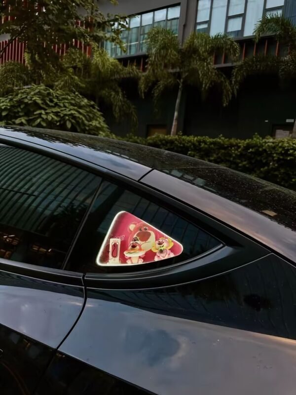 Customized Rear Triangle Window with Pink Berry Bea