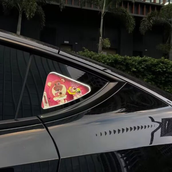Customized Rear Triangle Window with Pink Berry Bea